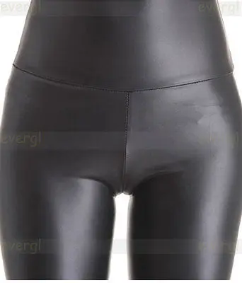 Сексуальные блестящие черные эластичные кожаные леггинсы с высокой талией |