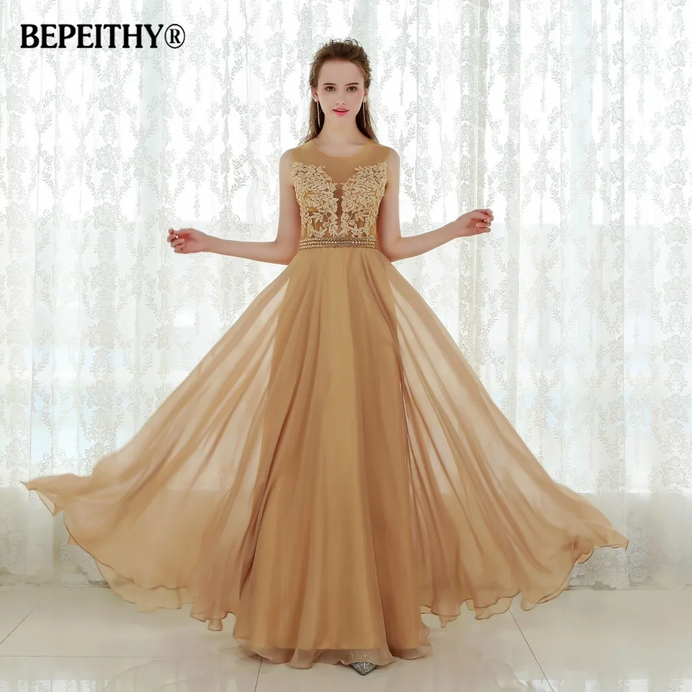 Robe De Soiree сексуальное платье с открытой спиной Золотой шифон длинный Выпускной 2019