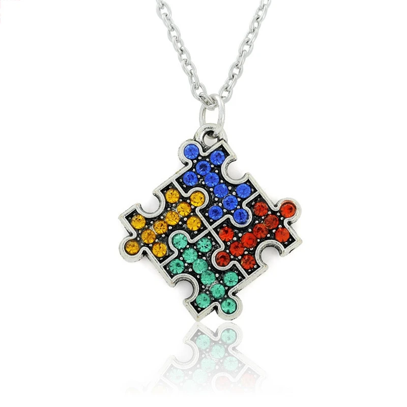 Autism Symbol Pendant Necklace Men Women Jewelry Crystal Puzzle Pieces Souvenirs 5pcs/lot Wholesale
Autism Symbol Pendant Necklace Men Women Jewelry Crystal Puzzle Pieces Souvenirs 5pcs/lot Wholesale