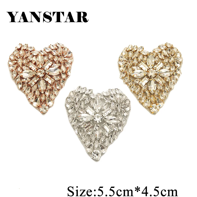 

YANSTAR One Pair Rhinestone Applique Iron On Patch Applique DIY Crystals Patch Rhinestone Sewing Appliques For Shoes YS916