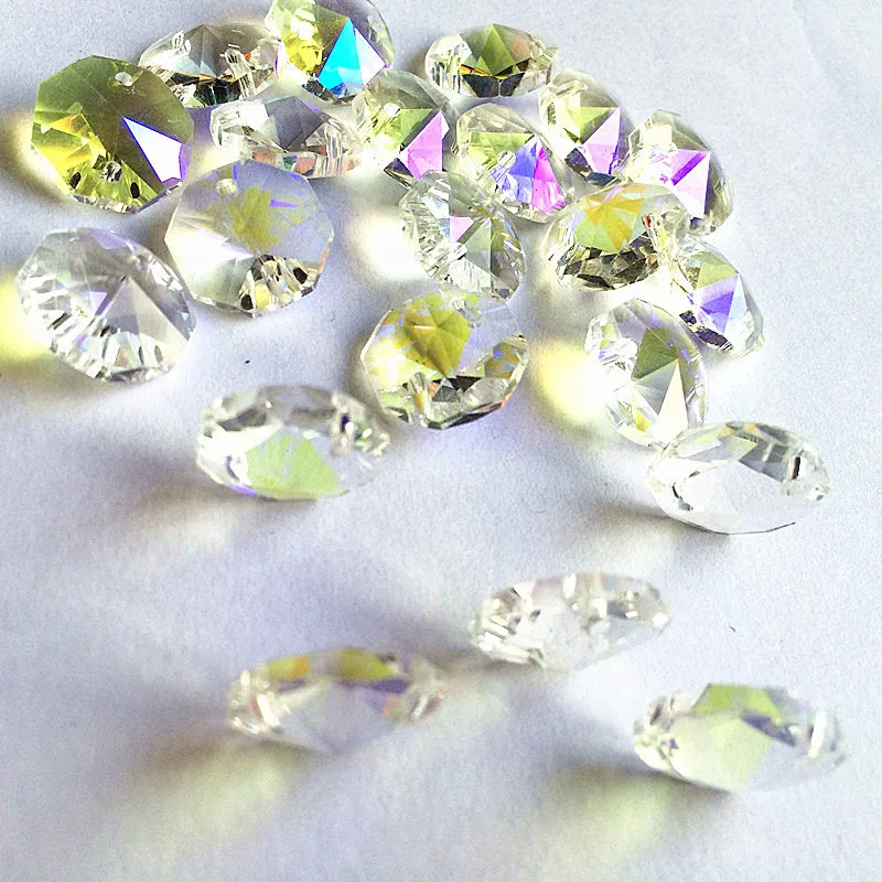 Top Quality 100pcs AB Color 14mm Glass Octagon Chandelie Parts in Two holes (Free Rings) Diy Accessories Crystal Curtain Beads
Top Quality 100pcs AB Color 14mm Glass Octagon Chandelie Parts in Two holes (Free Rings) Diy Accessories Crystal Curtain Beads
