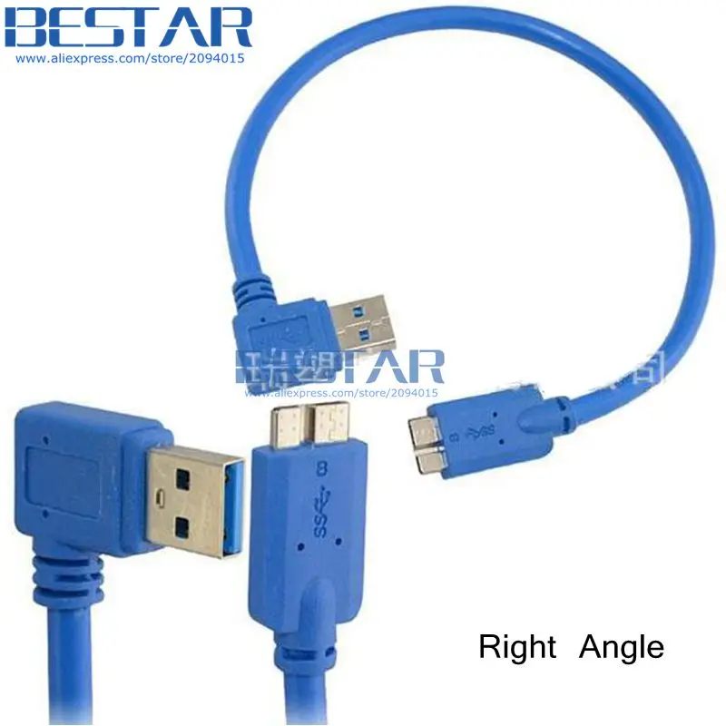 (100 шт./лот) 1FT 0 3 M USB A Male 90 градусов правый и левый угол AM до USB3.0 Micro B male AM/MicroB камера