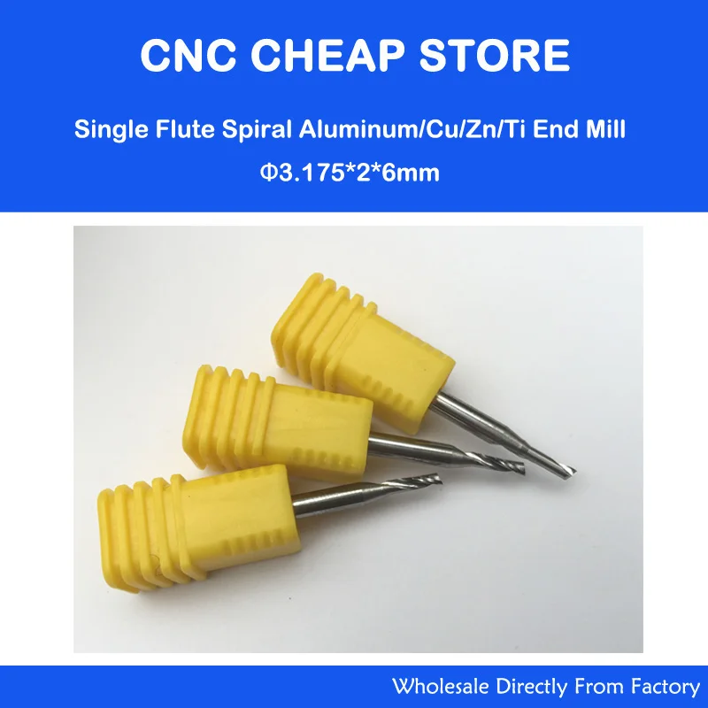 

Free shipping, 5pcs highest quality single flute end mill bits 3.175x2x6mm cutting bits Aluminium, Solid Carbide Drill Bits