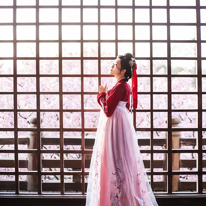 Новое китайское платье Hanfu женское традиционное Тан старинная Китайская одежда
