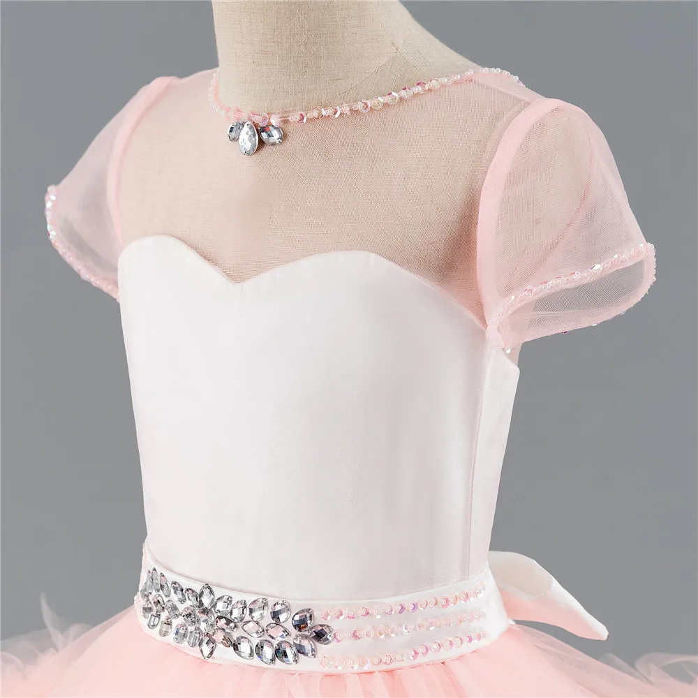 Pink Flower Girl Dresses For Weddings Ball Gown Cap Sleeves Tulle Ruffles Crystals First Communion Dresses For Little Girls
Pink Flower Girl Dresses For Weddings Ball Gown Cap Sleeves Tulle Ruffles Crystals First Communion Dresses For Little Girls