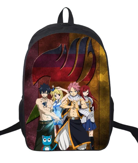 16 Inch FAIRY TAIL Backpack For Teenagers Girls Boys School Bags Kids Daily Backpack Travel Bag Mochila