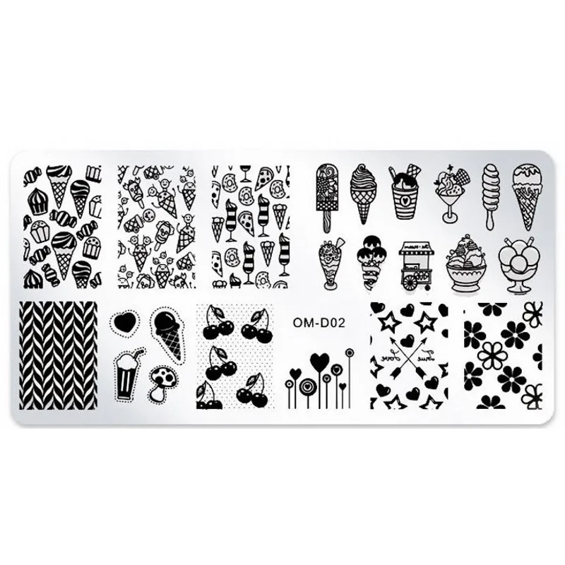 1x Nail Stamping Plate, Flowers Cherry Icecream Pattern Nail Art Plate, Summer Style Nail Plate Manicure Nail Stamp Plates OMD02
1x Nail Stamping Plate, Flowers Cherry Icecream Pattern Nail Art Plate, Summer Style Nail Plate Manicure Nail Stamp Plates OMD02