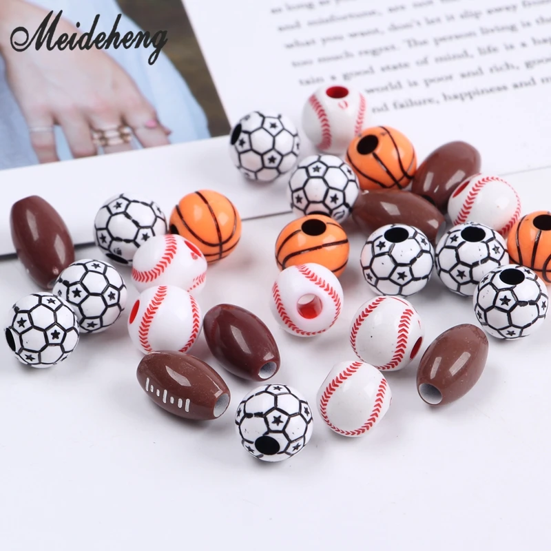 

Acrylic 12mm 15mm Basketball Soccer Football Beads Spacer for Jewelry Making Pendant Bracelet department Necklace accessory