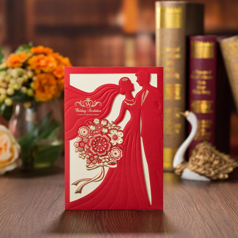 (20 pieces/lot) Laser Cut Red Wedding Invitations Card Bride And Groom Greeting Cards With Envelope Wedding Party Supply CX068
(20 pieces/lot) Laser Cut Red Wedding Invitations Card Bride And Groom Greeting Cards With Envelope Wedding Party Supply CX068