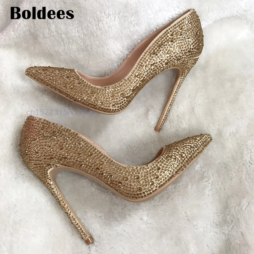Hot Sale Thin High Heels Woman Sexy Pointed Toe Pumps Golden Crystal Rhinestone Lady Wedding Party 12cm Heeled Dress Shoes Pumps
Hot Sale Thin High Heels Woman Sexy Pointed Toe Pumps Golden Crystal Rhinestone Lady Wedding Party 12cm Heeled Dress Shoes Pumps