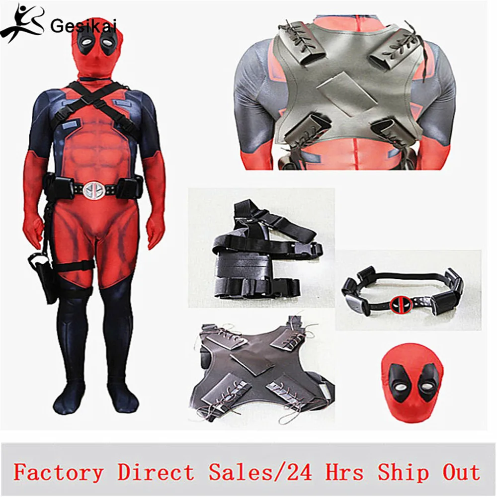 New Deadpool Costume Adult Man Boys Spandex Lycra Zentai Bodysuit Halloween Cosplay Suit Belt Headwear Mask Gun holster
New Deadpool Costume Adult Man Boys Spandex Lycra Zentai Bodysuit Halloween Cosplay Suit Belt Headwear Mask Gun holster