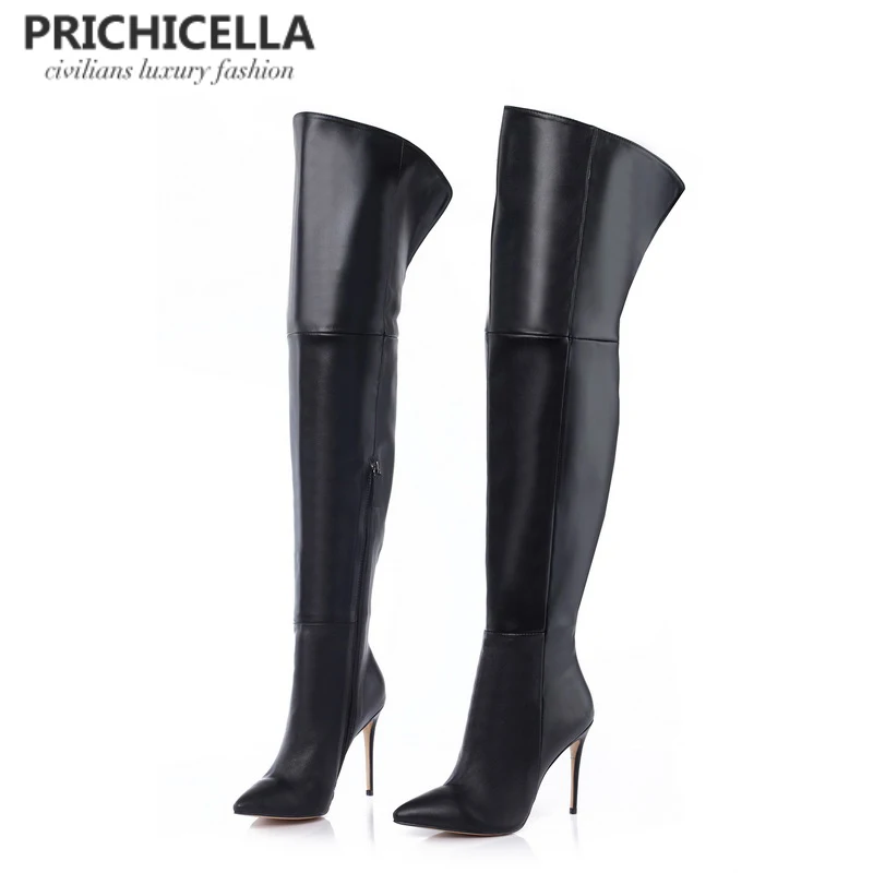 PRICHICELLA genuine leather thigh boots stiletto thin heels pointed toe over the knee boots size34-42
PRICHICELLA genuine leather thigh boots stiletto thin heels pointed toe over the knee boots size34-42