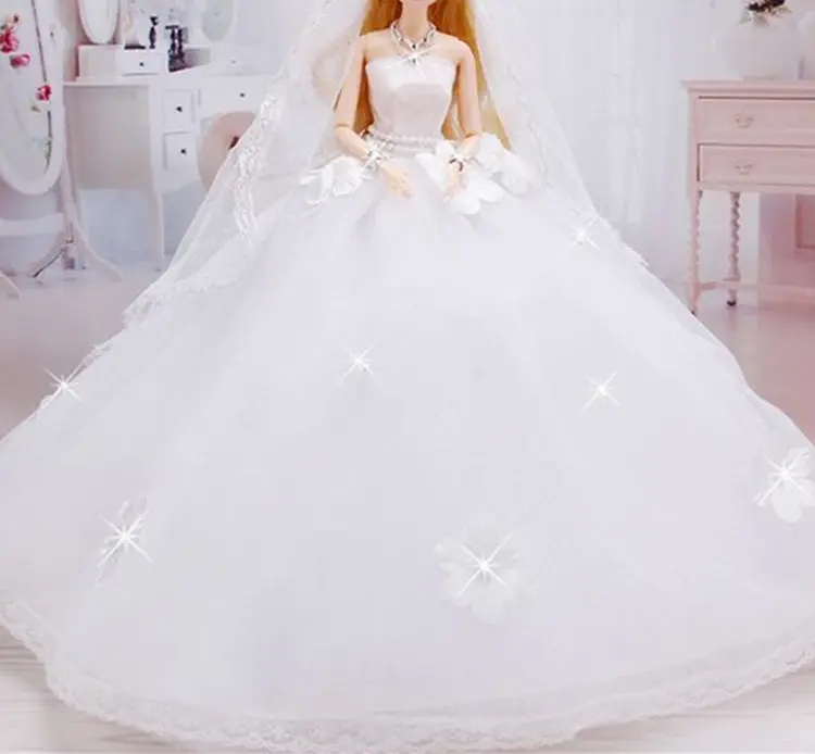 Wedding Dress +Head Veil For Girl Princess Doll Evening Party Wedding Clothes Wears Long Dress Outfit Set Girl Doll with Veil
Wedding Dress +Head Veil For Girl Princess Doll Evening Party Wedding Clothes Wears Long Dress Outfit Set Girl Doll with Veil