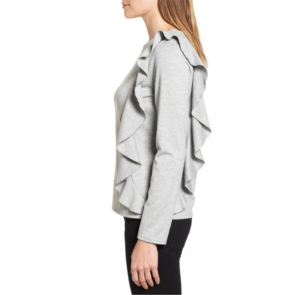 Women Blouses Long Sleeve O-Neck Ruffles Fashion Pure Color Tops Sweater Loose Blouse Summer Spring
Women Blouses Long Sleeve O-Neck Ruffles Fashion Pure Color Tops Sweater Loose Blouse Summer Spring