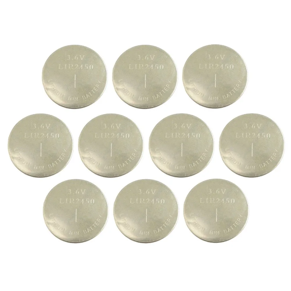 Lot 10pcs 3.6V LIR2450 120mAh Rechargeable Batteries Lithium Coin Cell Battery Replaced CR2450 LM2450 Button Battery Wholesale
Lot 10pcs 3.6V LIR2450 120mAh Rechargeable Batteries Lithium Coin Cell Battery Replaced CR2450 LM2450 Button Battery Wholesale