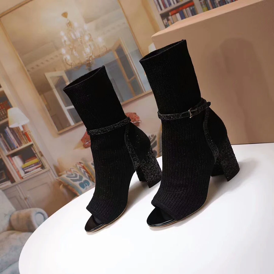 Stylesowner fashion peep toe stretch knitting ankle boots for women spring pumps bling high heel elastic buckle boot shoes mujer
Stylesowner fashion peep toe stretch knitting ankle boots for women spring pumps bling high heel elastic buckle boot shoes mujer