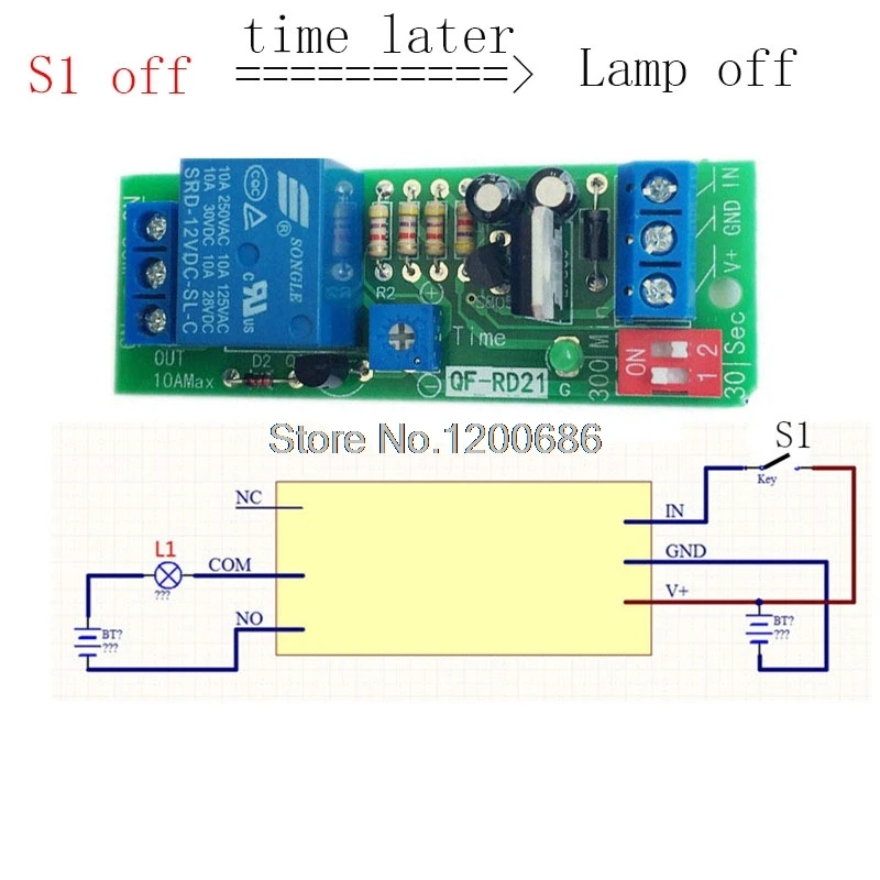 Delay Turn off switch relay DC 12V Delay Time Control Relay 10S 30S 1MIN 5MIN 10min 30min delay off relay
Delay Turn off switch relay DC 12V Delay Time Control Relay 10S 30S 1MIN 5MIN 10min 30min delay off relay