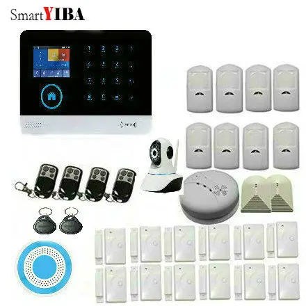 

SmartYIBA Wireless House Home Wifi Alarm system Touch Keypad Panic Alarm 3G WCDMA/CDMA Burglar Alarm Video IP Camera Smoke Fire