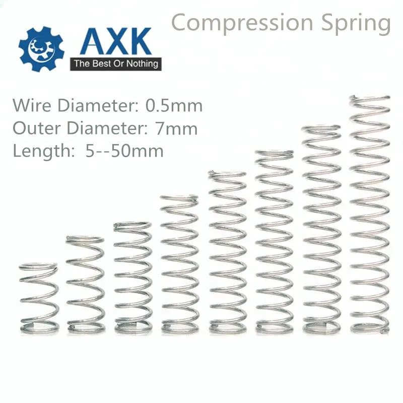 50pcs/Lot 0.5*7*5-50 Small Coil Compression Spring,Stainless Steel Springs,Small Spot Micro Compression Spring For 3D Printer
50pcs/Lot 0.5*7*5-50 Small Coil Compression Spring,Stainless Steel Springs,Small Spot Micro Compression Spring For 3D Printer