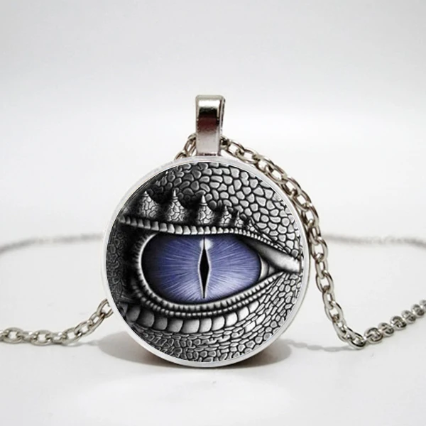 Dragon Eye Photo Tibet Silver Cabochon Glass Pendant Chain Necklace 
Dragon Eye Photo Tibet Silver Cabochon Glass Pendant Chain Necklace