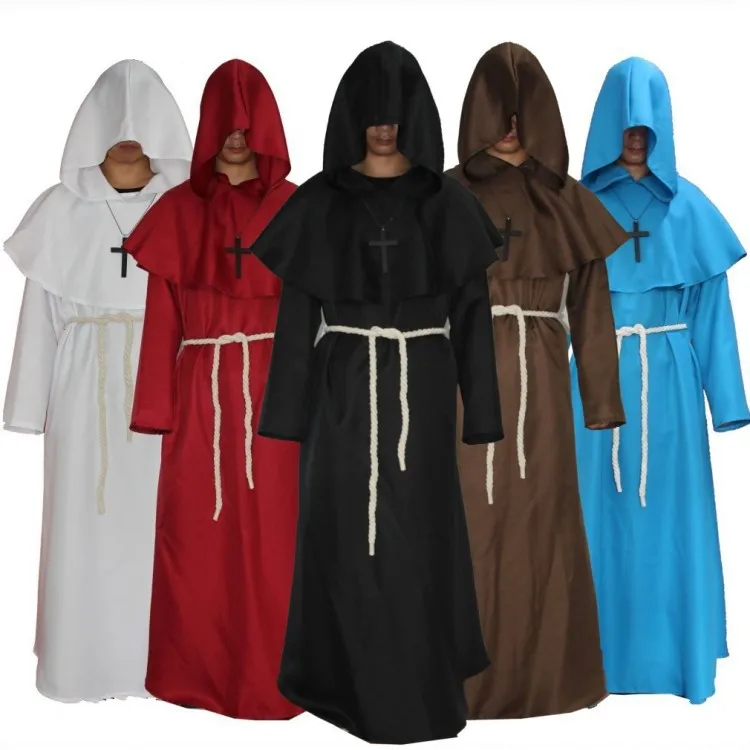 Middle Ages Renaissance Adults cosplay costume Monks pastor Robe exorcism Friar Halloween party unisex Cloak Cape Gown | Тематическая