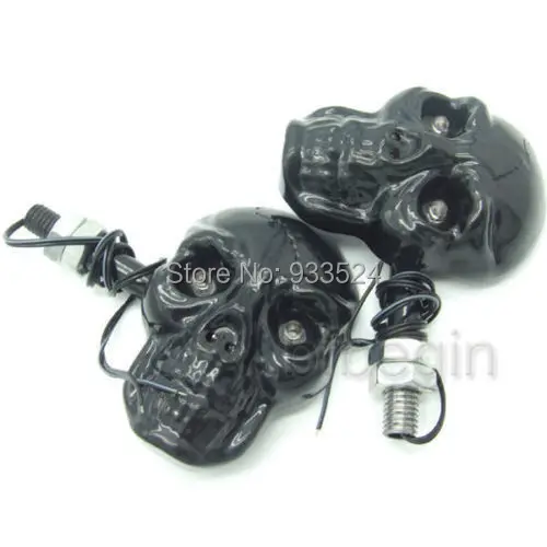 2x Black Universal Motorcycle Black Skull 4 LED Turn Signal Indicator Amber Lights New Dual Sport bike Cruiser Bobber Chopper
2x Black Universal Motorcycle Black Skull 4 LED Turn Signal Indicator Amber Lights New Dual Sport bike Cruiser Bobber Chopper