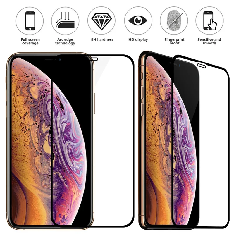 3D закаленное стекло для Iphone X XR XS Max 9H Защита экрана Xr iphon Xs iphonee защитная пленка |