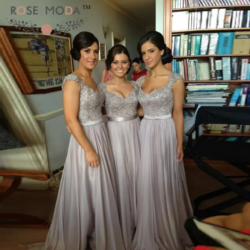 Cap Sleeves V Neck Silver Bridesmaid Dress with Illusion Back Floor Length Formal Dress
Cap Sleeves V Neck Silver Bridesmaid Dress with Illusion Back Floor Length Formal Dress