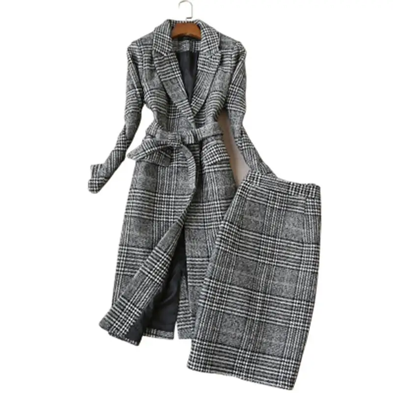 Plaid suit Women Autumn and winter New Plaid woolen suit jacket female Tweed plaid coat suit + skirtl two-piece suit women
Plaid suit Women Autumn and winter New Plaid woolen suit jacket female Tweed plaid coat suit + skirtl two-piece suit women