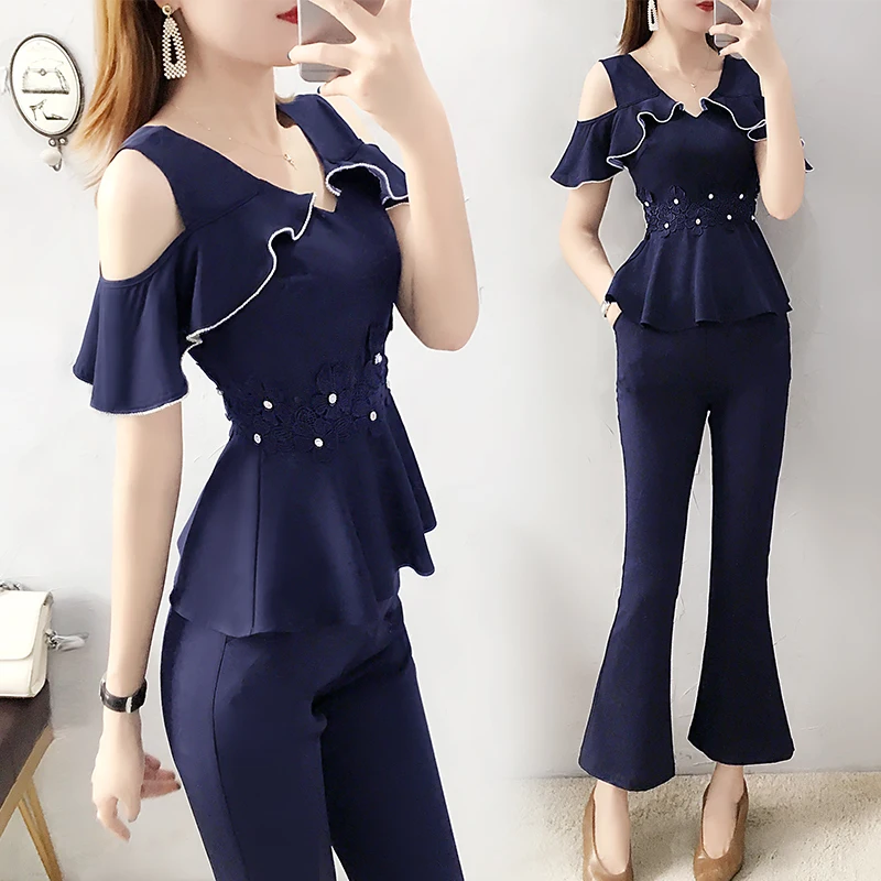Fashion Off Shoulde Women 2 Piece Set Top And Pants Ol Womens Office Sets Elegant Two Piece Outfits Year-old Female Costume
Fashion Off Shoulde Women 2 Piece Set Top And Pants Ol Womens Office Sets Elegant Two Piece Outfits Year-old Female Costume