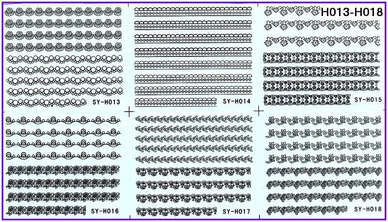 6 PACKS / LOT NAIL ART WATER TRANSFERS STICKERS NAIL DECALS BLACK LACE FLOWER H0013-H018
6 PACKS / LOT NAIL ART WATER TRANSFERS STICKERS NAIL DECALS BLACK LACE FLOWER H0013-H018