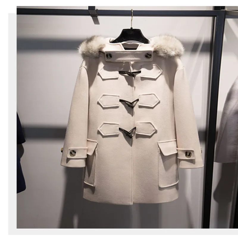 New Warm Woolen Jacket For Winter 2020 Long Hooded Horn Button Wide-waisted Beige Coat Casual China (mainland) Winter Coat Women
New Warm Woolen Jacket For Winter 2020 Long Hooded Horn Button Wide-waisted Beige Coat Casual China (mainland) Winter Coat Women