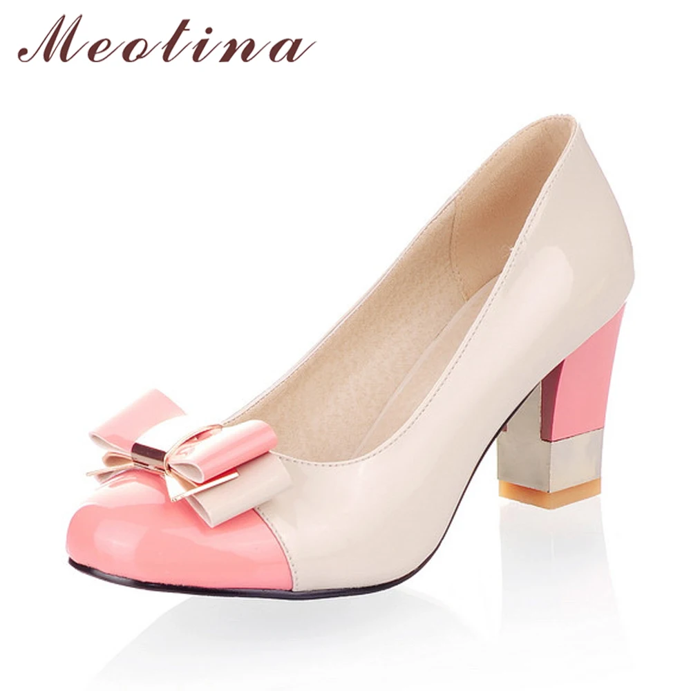 Meotina Ladies Shoes Pumps Autumn Round Toe Basic Office Chunky High Heels Shoes Women Bow Candy Color Shoes Plus Size 9 10
Meotina Ladies Shoes Pumps Autumn Round Toe Basic Office Chunky High Heels Shoes Women Bow Candy Color Shoes Plus Size 9 10