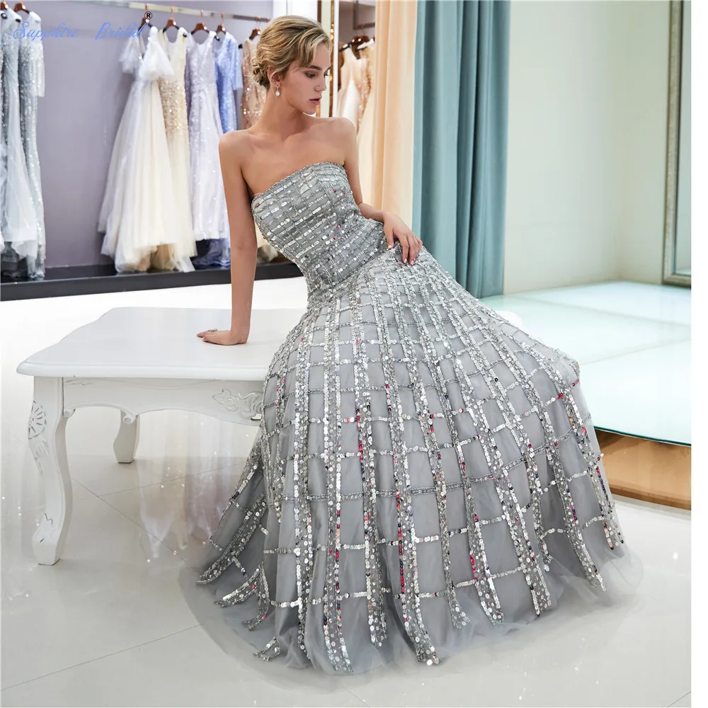 Сапфировое свадебное платье Новое поступление 2019 Длинные вечерние платья без