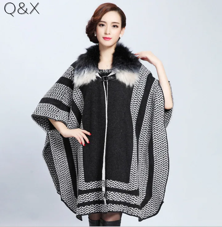 2018 Brand New Style Women Black Cardigan Fashion Autumn Winter Geometric Knit Print Fur Collar Poncho Shawl knitted shawl Cloak
2018 Brand New Style Women Black Cardigan Fashion Autumn Winter Geometric Knit Print Fur Collar Poncho Shawl knitted shawl Cloak