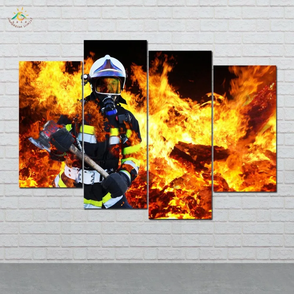 Wall Art Canvas Painting Fireman In Fire Posters and Prints Decorative Picture Decoration Home For Living Room 4 PIECES
Wall Art Canvas Painting Fireman In Fire Posters and Prints Decorative Picture Decoration Home For Living Room 4 PIECES