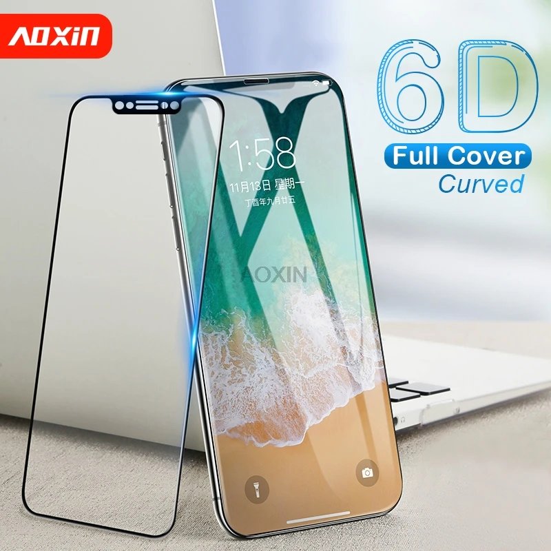 AOXIN 6D полное закаленное стекло для iPhone 11 Pro X XS MAX XR 5 5S SE 6 6s 7 8 Plus Защита экрана s 3D