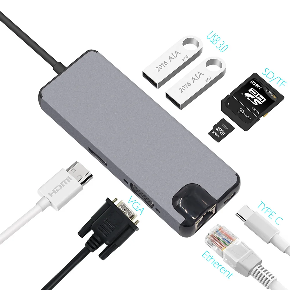 SD/TF USB Hub Converter 4K HDMI-compatible VGA Type C 3.0 USB to RJ45 Lan Network Card For Macbook Mate book Samsung
SD/TF USB Hub Converter 4K HDMI-compatible VGA Type C 3.0 USB to RJ45 Lan Network Card For Macbook Mate book Samsung