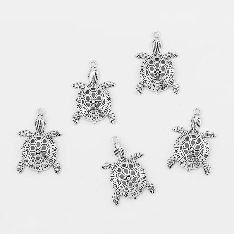 5 шт. тибетский серебряный полый Черепаха/подвеска-черепаха Шарм DIY браслет