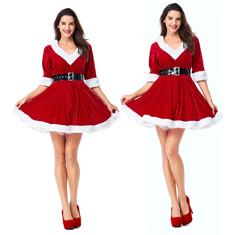 Sladuo High Quality Red Velvet Fur Hooded Christmas Dress Women Christmas Costume For Adult Sexy Female Santa Claus Costume
Sladuo High Quality Red Velvet Fur Hooded Christmas Dress Women Christmas Costume For Adult Sexy Female Santa Claus Costume