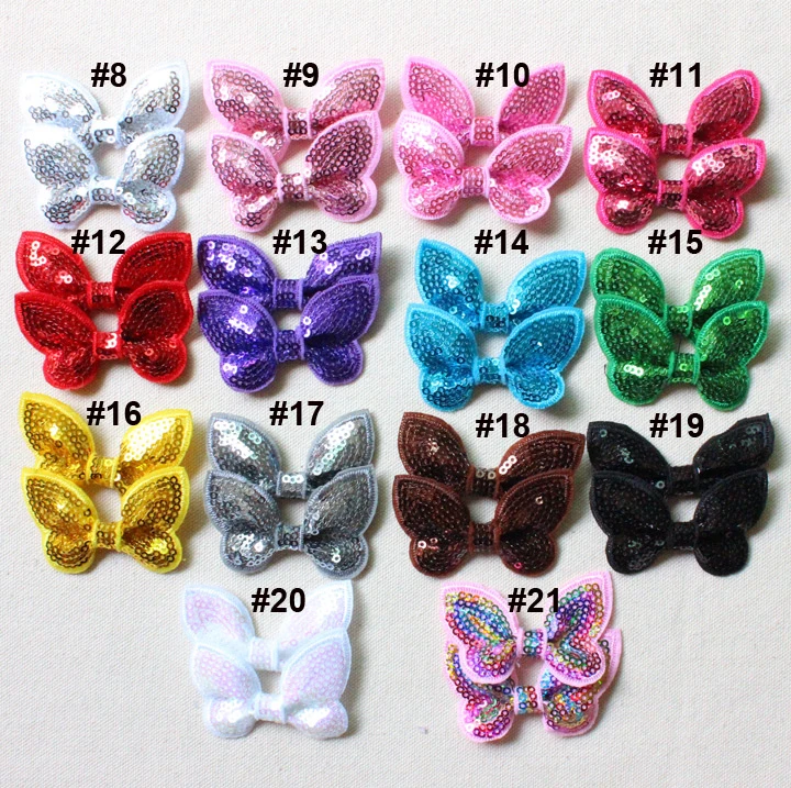 

100Pcs/Lot,Wholesale Mini Neon Sequin Hair bows,Embroidery Boutique DIY Sequin Hair Clips,Girls Women Headwea Hair Accessories