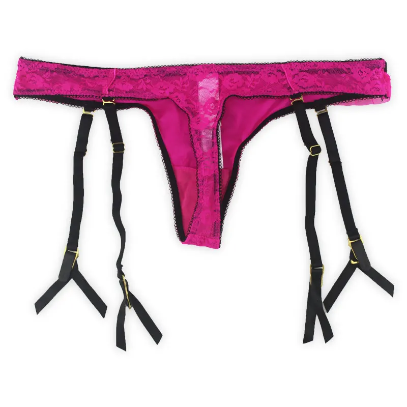 Lastest Fashion Rose Lace Gauze Removable Straps Women/Female/Lady Garter Belt With Thong for Stocking Suspender Lingerie GA1022 | Женская