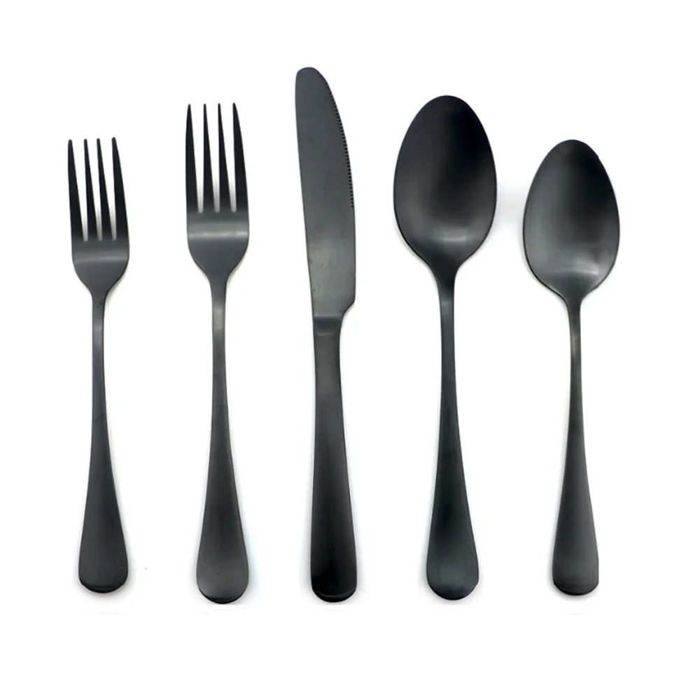 Black Classic 5Pcs/set Dinnerware 18/10 Stainless Steel Tableware Dessert Fork Dinner Knife Dessert Spoon Home Party Kitchen Set
Black Classic 5Pcs/set Dinnerware 18/10 Stainless Steel Tableware Dessert Fork Dinner Knife Dessert Spoon Home Party Kitchen Set