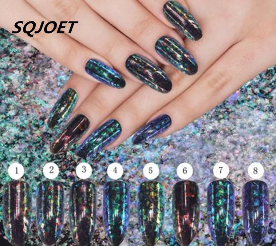 SQJOET порошок для ногтей пигмент флэш Обесцвечивающий эффект грубой части