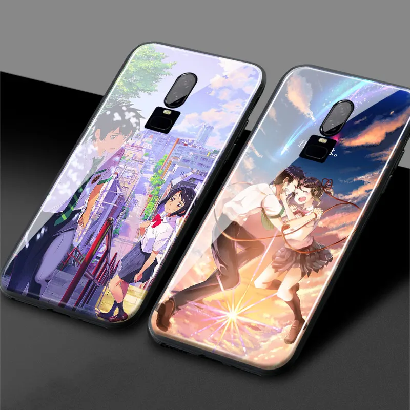 Ваше имя аниме закаленное стекло Мягкий силиконовый чехол для Oneplus 6 6T 7 7T