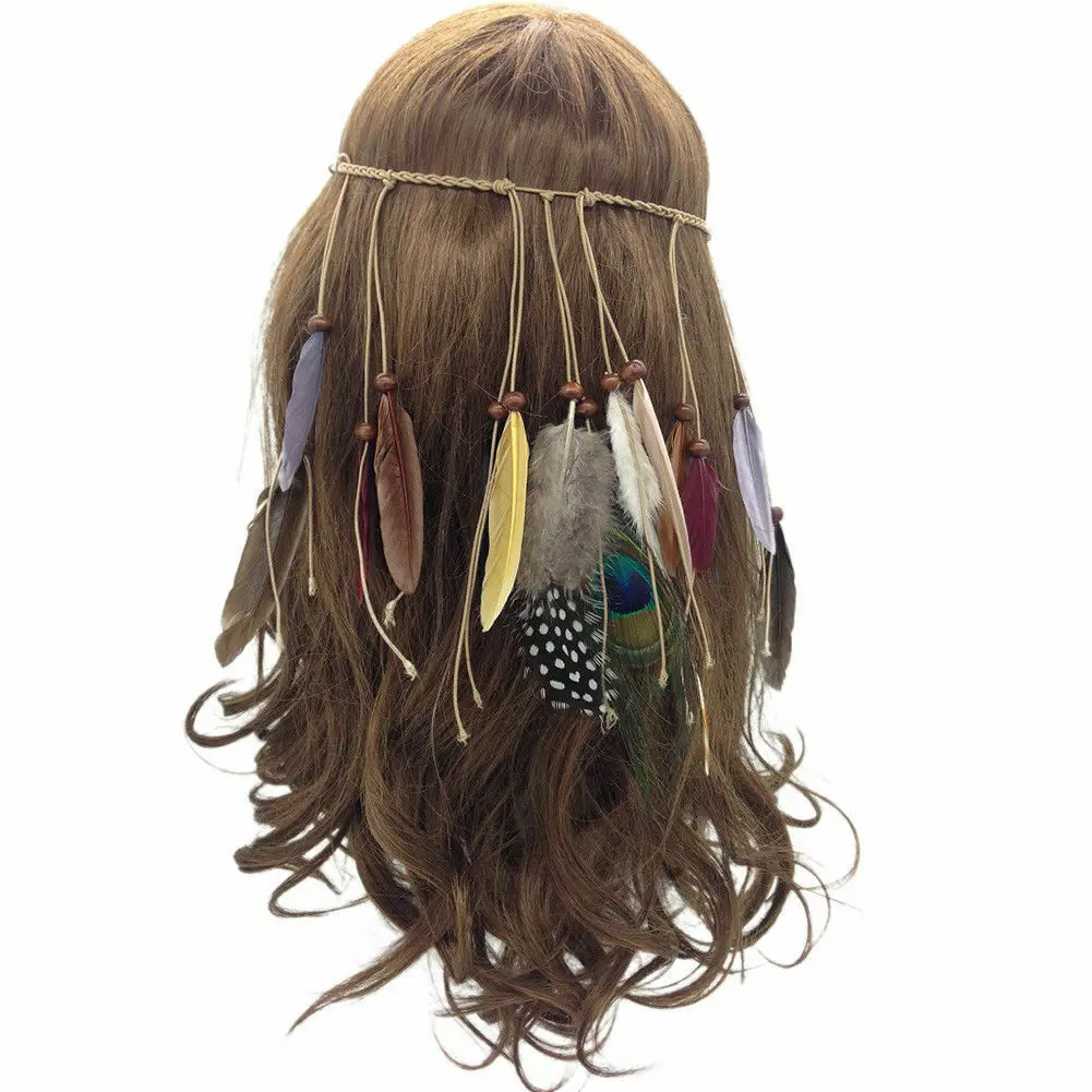 Новинка Женская мода для девочек Повседневная повязка на голову с перьями