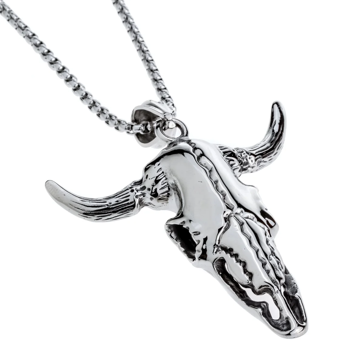 Yacq skeleton necklace pendant W chain stainless steel 316L charm jewelry gifts for men dad boyfriend him kids dropship E006 | Украшения и