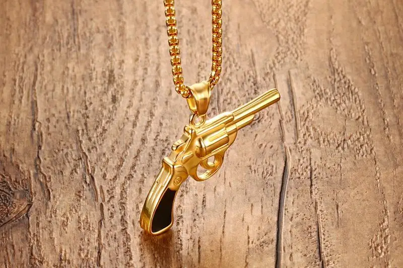 Fashion Punk Gold-Color Men Necklace Gun Stainless Steel Personality Mans Pendants Necklaces For Male Jewelry Top Quality
Fashion Punk Gold-Color Men Necklace Gun Stainless Steel Personality Mans Pendants Necklaces For Male Jewelry Top Quality