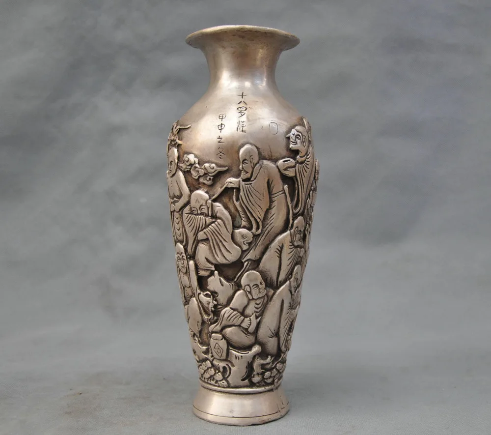 Details about 8'' China Silver Bronze Vase Carve Arhat Buddha Bronze gifts Vase Garden Decoration Brass Bronzeroom Art
Details about 8'' China Silver Bronze Vase Carve Arhat Buddha Bronze gifts Vase Garden Decoration Brass Bronzeroom Art