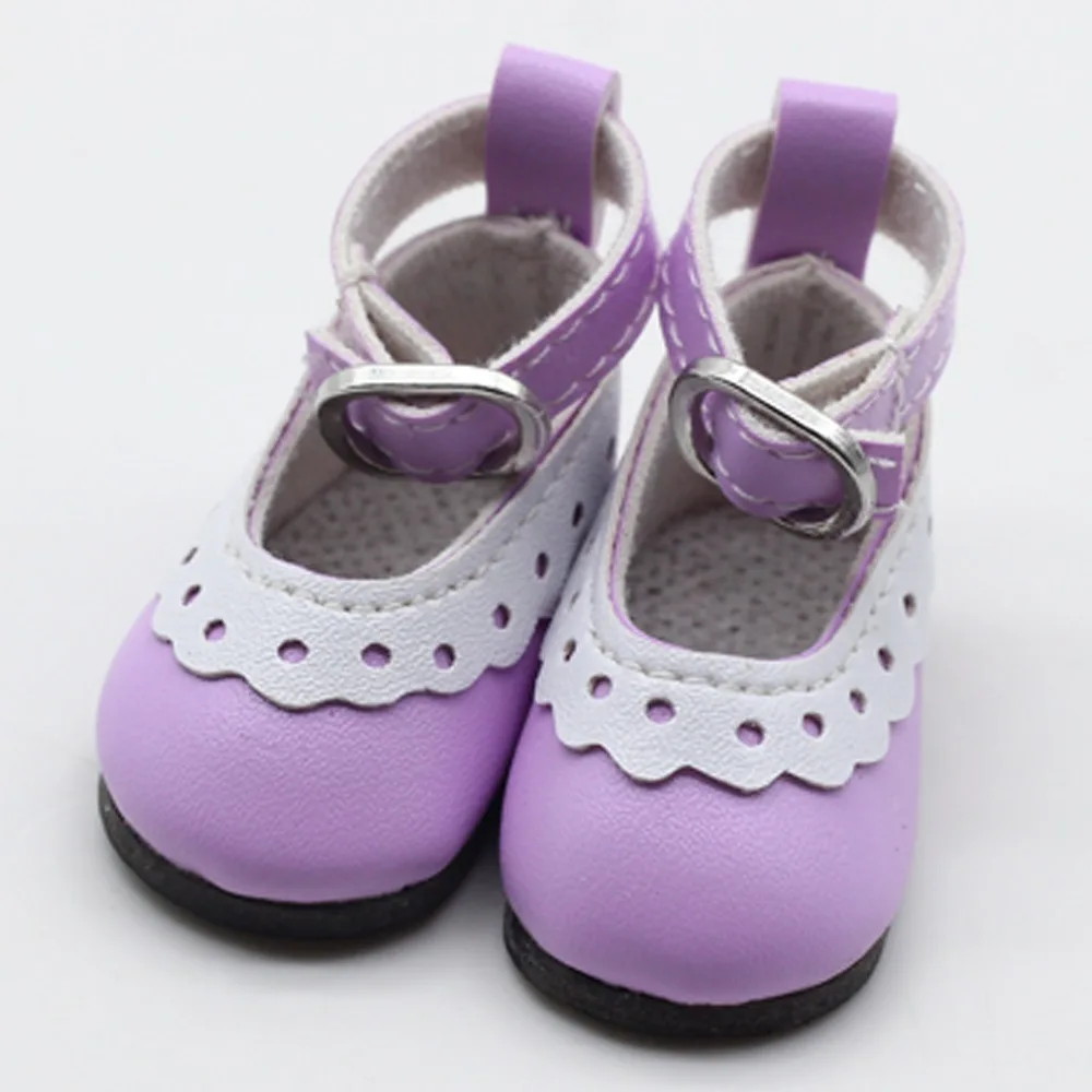 Mini PU Leather Doll Shoes 5CM Purple Red Green Blue Shoes for BJD Dolls Gift Toys